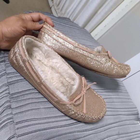 Olive & Edie Shoes Rose Gold Glitter Moccasin Slippers 5 Poshmark
